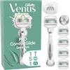 Gillette Venus Pro ComfortGlide Sensitive Rasoio Da Donna Con Un Tocco Di Aloe, 5 Lamette Di Ricambio, Manico In Metallo Riutilizzabile, Gancio Per Doccia E Copertura Da Viaggio Pezzi