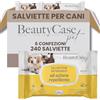 Beauty Case Pet Salviette Detergenti Repellenti Cani e Gatti XL 20x30cm - 240x Salviette Umidificate Cane - 6x40 Salviette Antipulci, Antiparassiti - Citronella & Geranio