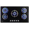 PremierTech Piano Cottura a Gas, 5 Fuochi, 90 cm, Vetro Nero, Supporti in Ghisa Professional, predisposto a Metano e Kit Ugelli GPL inclusi, Design Elegante - PC5G90V