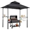 VEVOR Gazebo per Barbecue 243 x 150 cm, Tettoia per Barbecue da Esterno Rinforzato con Tetto a 2 Livelli, Copertura da Giardino in Acciaio Verniciato a Polvere, per Grigliate, Feste, Picnic, Giardino