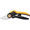 Fiskars Forbici da giardino con lame bypass, Plus PowerLever, P721, Per rami freschi e ramoscelli, Rivestimento antiaderente, Lame in acciaio inox, Lunghezza: 21 cm, Nero/Arancione, 1057170