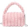 Pandalein Pochette invernali da donna in pelliccia sintetica, morbida borsa da sera, in peluche, con chiusura lampo, per matrimoni, balli e feste, Colore: rosa.