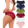 Levao Slip da Donna in Cotone con Pizzo Confezione da 6 Intimo a Vita Media comode e morbide Multipack S-XL