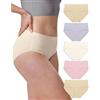 Neione Mutande Donna in Cotone Senza Cuciture Slip a Vita Media Comode Morbide Pacco da 5 Sweet Nude L
