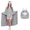 MSISILY Coperta con cappuccio indossabile da donna, morbida mantella avvolgente in pile e felpa con cappuccio Sherpa, Asino Grigio, 160x130