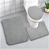 APOMOONS 3 Pezzi Tappeto Bagno WC Tappetino da Bagno Antiscivolo con Forma A U, Tappetino Bathroom Super Assorbente, per Il Bathroom Assorbente in Microfibra, Grigio