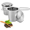 dellyy Infusore per Tisane, 2 Pezzi Filtro per Tè Sfuso in Acciaio Inox 304, Colino per Tisane per Teiera e Tazza, Filtro per Tè in Acciaio Inox con Manico Pieghevole e Coperchio