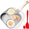 GOMETY Padella per uova fritte con coperchio, 28 cm - 4 fori, padella per pancake per la casa, padella antiaderente in alluminio per fornelli a induzione e a gas, padella per colazione per omelette e