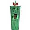 Toyhood Bicchiere natalizio da 710 ml con coperchio con cannuccia a campana, in plastica, a doppia parete, per caffè freddo, riutilizzabile, tazza da caffè, tazza da caffè, per feste di Natale, regalo per
