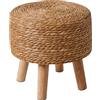 YMYNY Poggiapiedi in legno, Pouf Rotondo di Alghe Naturali con Sedile Intrecciato a Mano, Sgabello Morbido poggiapiedi imbottito, per soggiorno, Camera da Letto, 32×32×32CM Colore Legno HBD027N