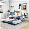VERFARM Letto giornaliero, 90 x 200 cm, letto con letto estraibile, divano letto singolo con rete a doghe, per camera degli ospiti, letto dei ragazzi, letto in metallo, per camera da letto, soggiorno