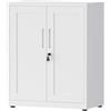 LVSTEEL Armadio Multifunzionale con Serratura, Armadietto 2 Ante, Armadio Ufficio, Dotato di 2 Ripiani Regolabili in Altezza, Bianco, 91.5×75×40 cm
