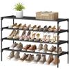 SONGMICS Scarpiera a 4 Ripiani, Scarpiera Slim, Scaffale per Scarpe, Ingresso, Corridoio, 29,7 x 91,8 x 70,5 cm, Struttura in Metallo, Ripiani in Tessuto non Tessuto, Nero Inchiostro LSH034BH01