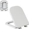 Wttfc Sedile WC Quadrato in PP, Tavoletta WC con Chiusura Ammortizzata e Sgancio Rapido, Copriwater Universali, Facile da Montare e Pulire, Coperchio WC Bianco, 04B, 45x36cm
