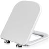 Wttfc Sedile WC Quadrato in PP, Tavoletta WC con Chiusura Ammortizzata e Sgancio Rapido, Copriwater Universali, Facile da Montare e Pulire, Coperchio WC Bianco, 04C, 43.5x34cm