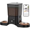 HoneyGuaridan 5G/2.4G WiFi Distributore Automatico Cibo Gatti con 2 Ciotole, Distributore Automatico Intelligente per Gatti e Cani, 4 Piedini Antiscivolo, Stabilità, 1-6 Pasti al Giorno (3.5L)
