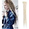 SEGO Extension Dreadlock Rasta [Biondo Chiarissimo] 5 Pezzi Treccia Dread da Donna Capelli Lunghi Sintetici Braiding Hair Fibre Uncinetto 50cm