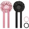 QUIIEOSKIA 2 Pz Cuffia Seta Capelli Notte Ricci, Silk Bonnet Seta per Capelli Ricci, Cuffia in Setas per Dormire, Cuffie per Dormire Capello Lunghi Corti, Cuffietta in Raso per Notte+ 2 Elastici per Capellio