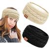 PROPOG Fascia Capelli Invernale, 2 Pezzi Maglieria Paraorecchie Donna Con Fodera Pile, Cerchietto Elastico, Accessori Per Capelli Adatti a Corsa, Esercizio, Sci