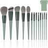 NyxSeat 13 pennelli da trucco, 1 sacchetto di velluto, set professionale di pennelli da trucco, setole sintetiche di alta qualità, strumenti di bellezza con setole morbide per trucco e bellezza (verde