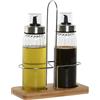 MGE World MGE - Set di Oliera e Acetiera in Vetro con Supporto - Contenitore Antigoccia per Condimenti - Dosatore per Olio e Aceto - Set di Dispenser per Aceto e Olio - Dispenser Olio da Cucina - 300 mL