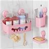LEVERLOC Mensola da Doccia con Ventosa per Bagno Doccia Caddy Carrello di stoccaggio Senza Foratura Portaoggetti Organizer per per Accessori da Bagno o Cucina