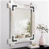 Lzuso Specchio da parete con cornice in legno, grande specchio da bagno in stile vintage, per camera da letto, ingresso, soggiorno, corridoio, 66 x 45 cm, da appendere in verticale o orizzontale