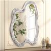 AAZZKANG Specchio da parete irregolare, in legno, grande, 60 x 40 cm, asimmetrico, decorativo, rustico, da appendere, per camera da letto, spogliatoio, soggiorno, bagno, ingresso, bianco
