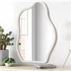 Lzuso Specchio irregolare per decorazione da parete bianco moderno asimmetrico grande cornice in legno da appendere specchi da parete a forma di nuvola decorativo per camera da letto bagno ingresso