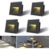 Arotelicht 1.5W LED illuminazione per scale 230V 4 Arote Luce per scale Bianco Caldo quadrato in alluminio LED Faretto da incasso Scala Luce da parete LED Lampada da parete IP20 interno nero camminare luce scale