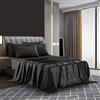 Lanqinglv Satin Lenzuolo 180 x 200 cm, berretto 30 cm, nero a righe, elastico, lenzuolo con angoli per 2 persone, in seta lucida, fodera per materasso estivo, morbido