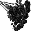 JazRvr 12 rose nere artificiali, seta finte di alta qualità, per bouquet di nozze, decorazione della casa, decorazione per feste, progetti fai da te