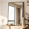 BEAUTYPEAK Specchio da Parete Rettangolare 71x51cm, Specchio da Bagno con Cornice in Alluminio Nero, Specchio da Parete Resistente alle Rotture per Bagno, Camera da Letto, Soggiorno, Specchio da Bagno