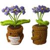 CHUNLINLAODA Fiori fatti a mano all'uncinetto Fiore lavorato a Maglia con Supporto Emotivo Fiori Decorativi a Mano Fio/ri a Maglia mini piante in vaso creative Regali per Parenti o Familiari (Viola)
