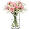 Koelaa Vaso Acrilico Trasparente per Fiori - Vasi Cilindrici Infrangibili Decorativi, Portafiori Moderno per Interni/Esterni, Regalo Matrimonio/Casa/Ufficio, Centrotavola per Cena/Feste-12x20cm