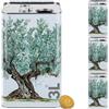 acquaverde | 3 Lattine per Olio di Oliva, Lattina Bianca con Serigrafia Albero di Ulivo, in Metallo, Contenitore Alimentare, Latta da 3 Litri con Tappo Ermetico e Maniglia