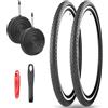 MEGHNA Set da 1/2 pneumatici per bicicletta da corsa, 700 x 40 C, 28 x 1,60 pollici, 42 - 622, con tubi FV 48 mm e leva per pneumatici (2 set (2 pneumatici + 2 tubi + 2 leve per pneumatici), 700 x 40 C)