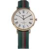 Timex Orologio al quarzo FAIRFIELD AVENUE quadrante in ottone 37 MM case colore oro - quadrante bianco cinturino in tessuto Reversibile Slavato Verde-Beige-Rosso/Verde 18 MM con luce notturna INDIGL