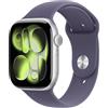 Apple Watch Series 11 GPS + Cellular, Cassa 46 mm in alluminio color argento con Cinturino Sport viola nebbia - M/L
