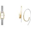 Skagen orologio da donna Hagen Micro in acciaio inossidabile color argento e orecchini Kariana color oro, set