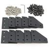 Befenybay Set di 10 piastre angolari con 50 viti M5x8mm e 50 dadi M5 T, piastra di giunzione esterna a 5 fori per telaio per stampante 3D profilo in alluminio serie 2020 (nero L-10 con vite)