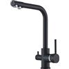 LLFFSSDG Moderno rubinetto da cucina a 3 vie, nero opaco, in acciaio inox girevole a 360°, miscelatore 3 in 1, per acqua potabile, resistente alle impronte digitali e alle macchie di calcare