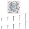 UFURMATE Ganci a vite, 120 ganci a forma di L, 5 misure, ganci da spalla per comò, ganci ad angolo retto, ganci a vite autofilettanti, per interni ed esterni (argento)