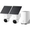 eufy Security SoloCam E42 (HomeBase S380) kit di 2 telecamere, telecamera wireless 4K esterna, energia FV, rilevamento moto AI, strobo, pan e inclinazione, riconoscimento facciale, spazio fino a 16 TB