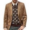 vejtmcc Giacca blazer da uomo in ecopelle giacca casual 2 bottoni camoscio sportivo blazer cappotto con tasche, colletto alto casual blazer elegante risvolto borsa a maniche lunghe giacca scamosciata,