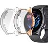 NEWZEROL 2 Pezzi Cover Compatibile per Amazfit GTR 3/GTR 3 Pro, Copertura Completa Protettiva TPU Bumper Custodia Flessibile Antigraffio - Trasparente/Oro Rosa