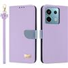TAUYN Custodia per Xiaomi Redmi Note 13 Pro 5G / Poco X6 5G, PU Pelle Flip Cover Antiurto TPU Custodie, Slot per Schede & Supporto Funzione, con Cordino -Viola