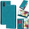 Vauki Cover per Samsung Galaxy A71 4G/5G con 1 Vetro Temperato Custodia in Pelle PU Slot Schede Flip TPU Silicone Case Supporto Stand Magnetica Antiurto Caso per Samsung Galaxy A71 4G/5G 6.7, Azzurro