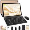 Biegedy Tablet 10 Pollici Android Tablet 12GB RAM+128GB ROM (TF 1TB), Tablets 5G WiFi Octa-Core 2.0 GHz, GPS/Bluetooth5.0/6000mAh/5+8MP, Tablets con Tastiera e Mouse - Oro
