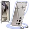 Oelrstfe Cover con Cordino per Samsung Galaxy S24 Ultra, Trasparente Silicone Custodia con Regolabile Collana Laccio Tracolla, Antigraffio Proteggere Case Corda per Samsung S24 Ultra, Viola